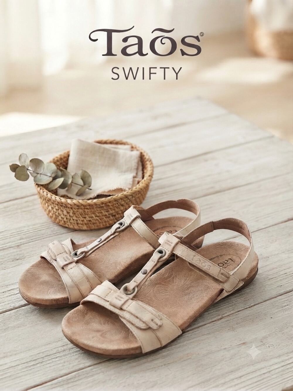 Taos Swifty White Leather Comfort Sandals Size US 11